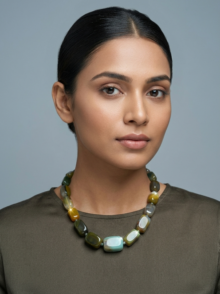 Earthy Green Stone Necklace