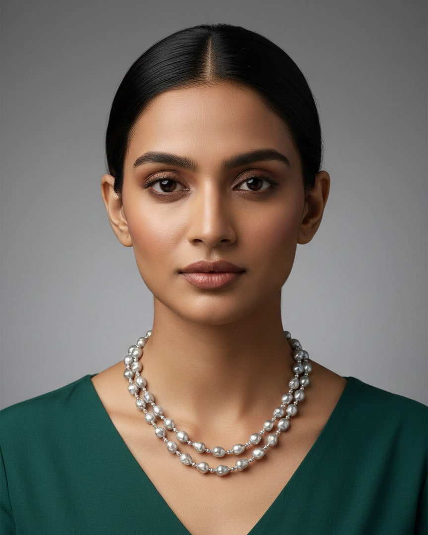 Double Layer White Pearl Necklace