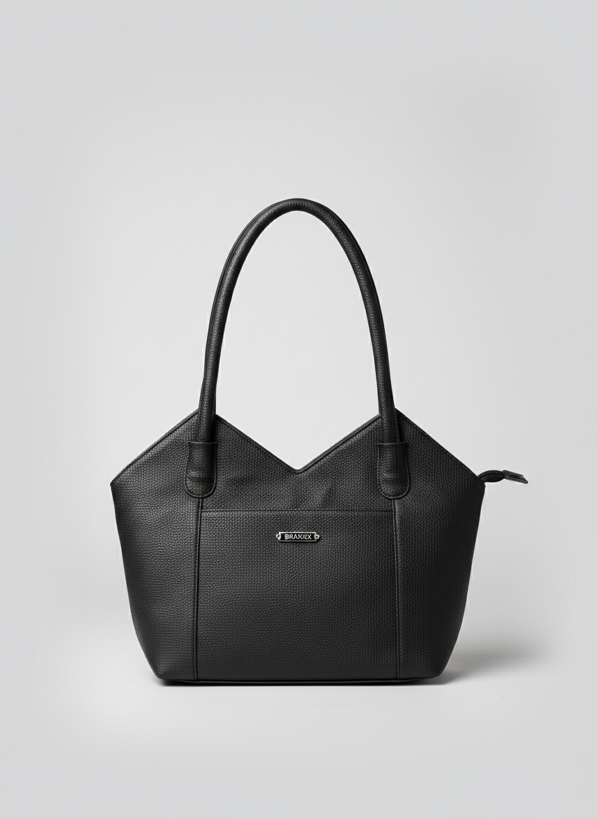 Deliza Women's Top Handle Handbag, Synthetic Fabric, Single Compartment with Zip Pockets (Black/Brown/Beige)