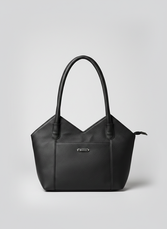 Deliza Women's Top Handle Handbag, Synthetic Fabric, Single Compartment with Zip Pockets (Black/Brown/Beige)