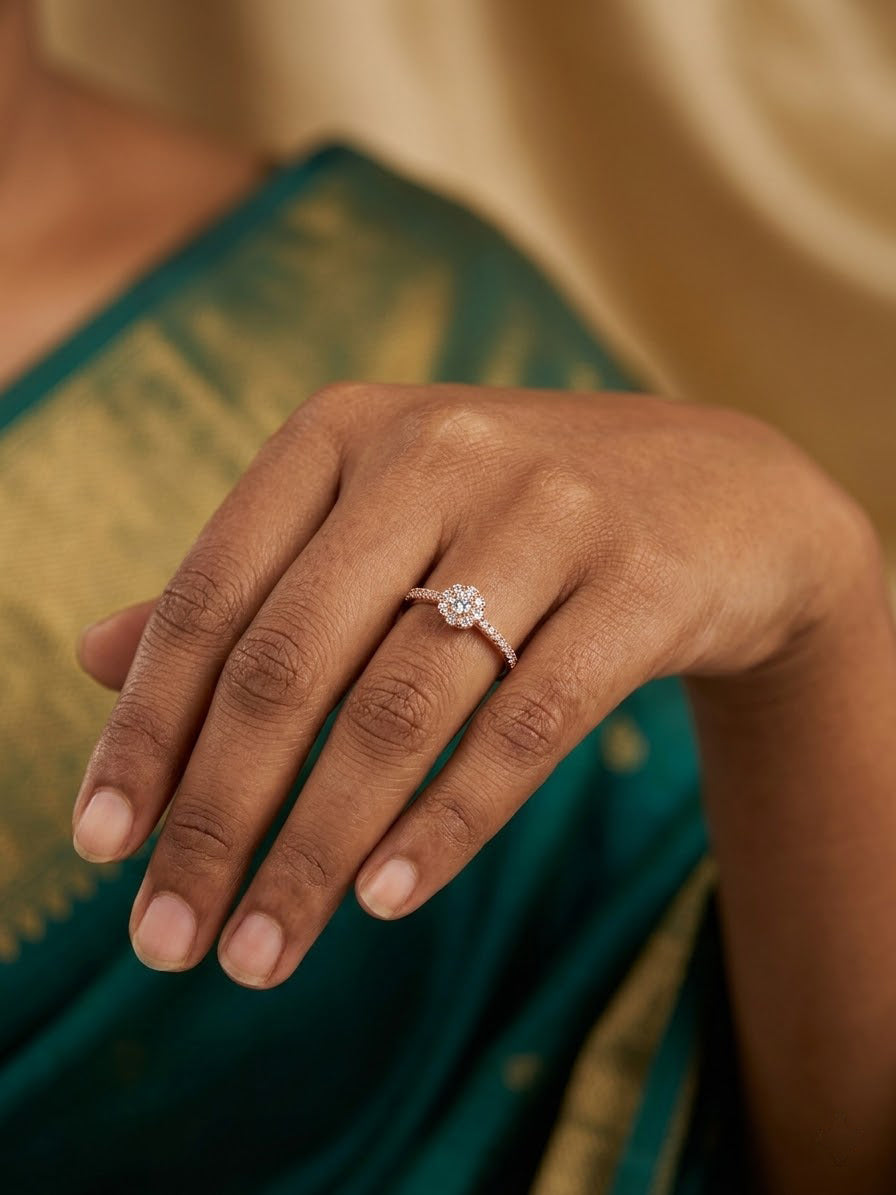 Elegant Crystal Solitaire Adjustable Rose Gold Ring