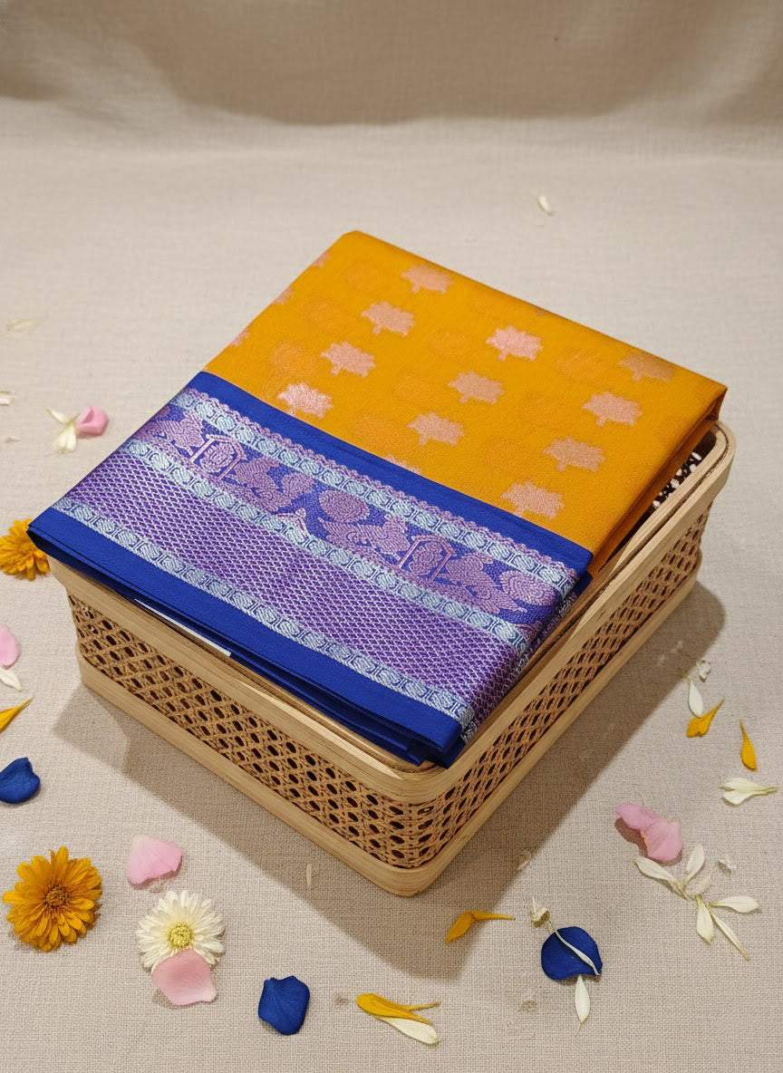 Mustard Yellow Saree with Contrast Border