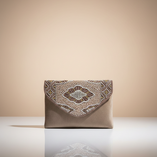 Women's Chain Sling Party Bag, Heavy Bead Work, Single Compartment