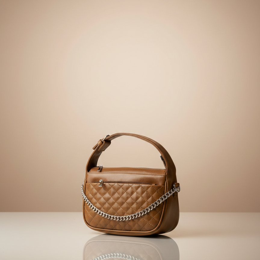 Women's Sling Bag, Synthetic Fabric, Single Compartment with 2 Zip Pockets (Dark Brown&Coffee)