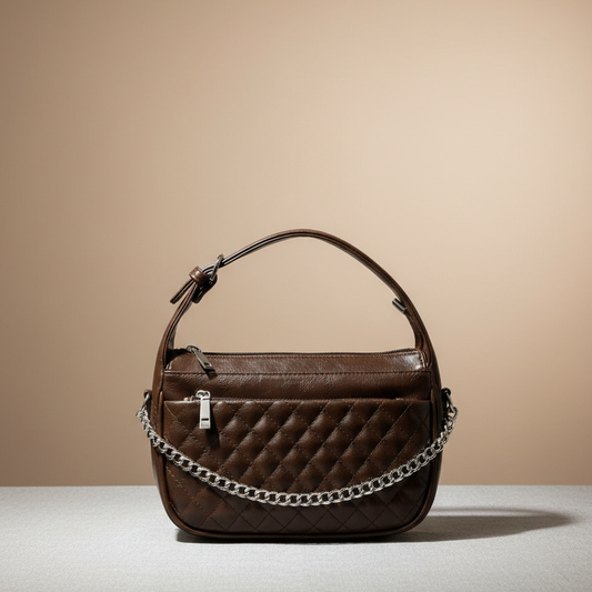 Women's Sling Bag, Synthetic Fabric, Single Compartment with 2 Zip Pockets (Dark Brown&Coffee)