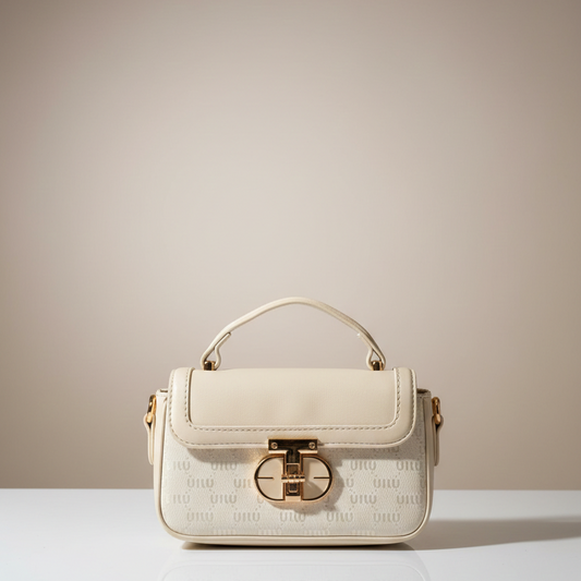 Women's Sling Bag, Synthetic Fabric, Single Compartment (Beige/Pastel Pink)