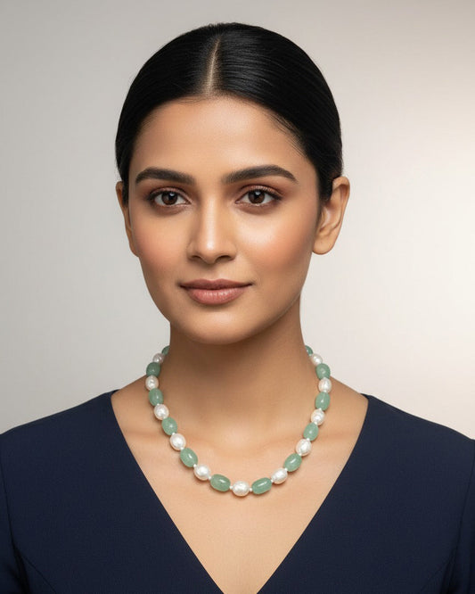 Aqua Green Pearl Necklace