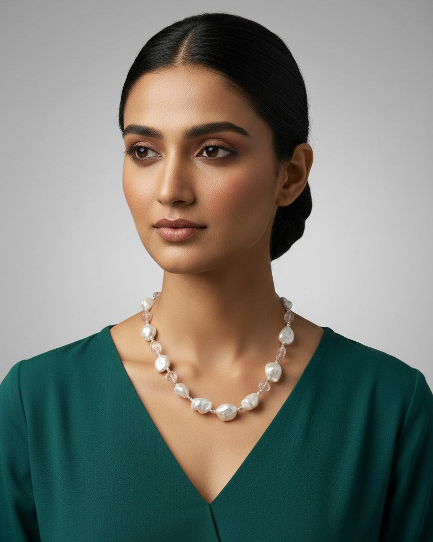 Designer Pearl Necklace with Center Accent